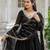 Black faux blooming sequins embroidered anarkali gown with dupatta