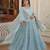 Sky blue faux georgette embroidered anarkali gown with dupatta