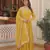 Yellow faux georgette embroidered anarkali gown with dupatta