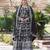Black viscose jacqard & sequins embroidered anarkali gown with dupatta