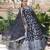Black viscose jacqard & sequins embroidered anarkali gown with dupatta