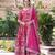 Pink viscose jacqard & sequins embroidered anarkali gown with dupatta