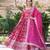Pink viscose jacqard & sequins embroidered anarkali gown with dupatta