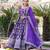 Purple viscose jacqard & sequins embroidered anarkali gown with dupatta