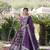Wine viscose jacqard & sequins embroidered anarkali gown with dupatta
