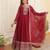 Maroon faux blooming sequins embroidered anarkali gown with dupatta