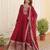 Maroon faux blooming sequins embroidered anarkali gown with dupatta