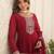 Maroon faux blooming sequins embroidered anarkali gown with dupatta