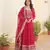 Pink faux blooming sequins embroidered anarkali gown with dupatta