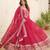 Pink faux blooming sequins embroidered anarkali gown with dupatta