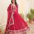Pink faux blooming sequins embroidered anarkali gown with dupatta