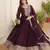 Wine faux blooming sequins embroidered anarkali gown with dupatta