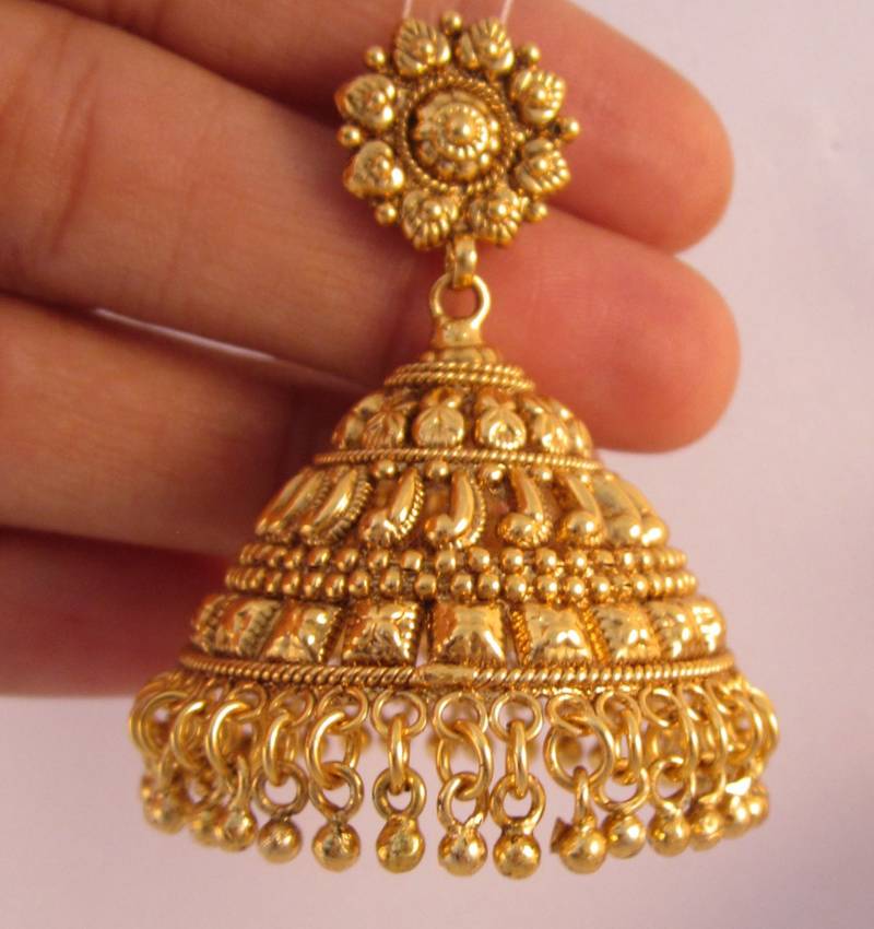 Earrings Jhumka Chandelier Gold Plated Temple Jewellery