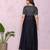 Embroidered black front slit kurta with trousers & dupatta