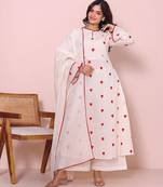 Women thread work pure cotton kurta with palazzos & dupatta