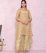 Women floral printed a-line kurta with palazzos & with dupatta