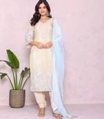 Women ethnic motifs embroidered kurta with patiala & dupatta