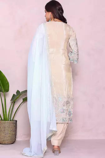 Women ethnic motifs embroidered kurta with patiala & dupatta