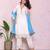 Women solid cotton thread work kurta with trousers & dupatta