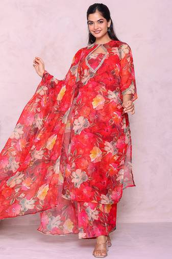 Floral printed kurta with palazzos & dupatta