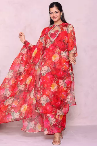 Floral printed kurta with palazzos & dupatta