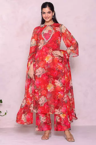 Floral printed kurta with palazzos & dupatta