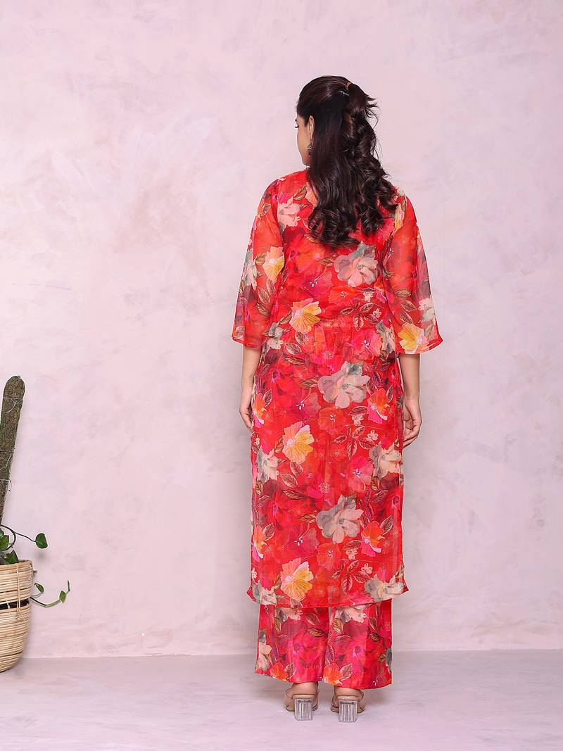 Floral printed kurta with palazzos & dupatta
