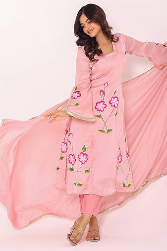 Floral printed kurta set with dupatta