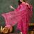 Women rani pink printed kurta set with dupatta