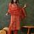 Women rust orange printed kurta set with dupatta