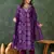 Women purple printed kurta set with dupatta