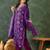 Women purple printed kurta set with dupatta