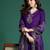 Women purple embroidered kurta set with dupatta