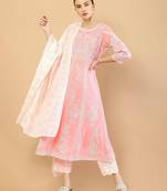 Elegant  pink kurta set with contrast dupatta