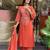 Women rust  printed kurta set with dupatta