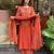 Women rust  printed kurta set with dupatta