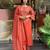 Women rust  printed kurta set with dupatta