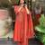 Women rust  printed kurta set with dupatta