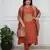 Womens elegant rust embroidered kurta with contrast dupatta