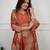 Womens elegant rust embroidered kurta with contrast dupatta