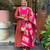 Women rust anarkali kurta with pink dupatta