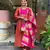 Women rust anarkali kurta with pink dupatta