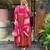 Women rust anarkali kurta with pink dupatta