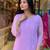 Women lavender embroidered kurta set with dupatta