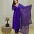 Women royal purple embroidered kurta set with dupatta