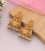 Rani & green color lord laxmi temple earrings