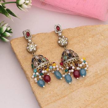 Multi color american diamond earrings 1