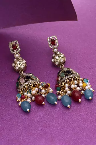Multi color american diamond earrings