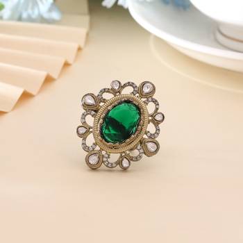 Green color american diamond ring 1
