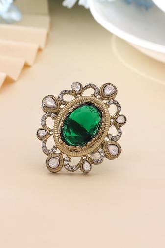 Green color american diamond ring
